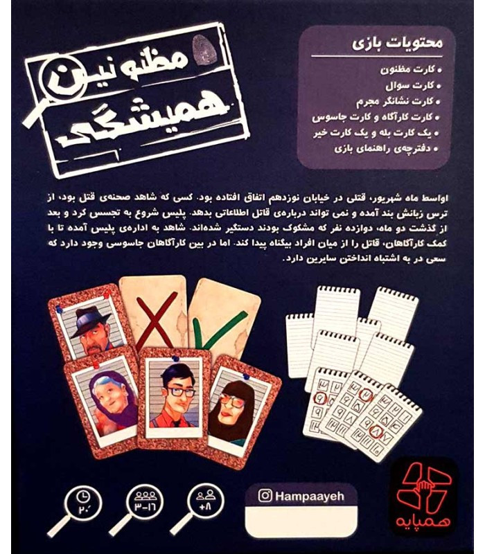 بازی فکری مدل مظنونین همیشگی نسخه فارسی (Unusual Suspects)
