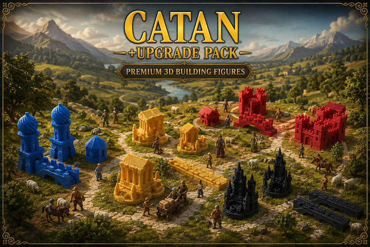 فیگورها بازی فکری مدل باندل مهاجران کاتان + پک آپگرید سه بعدی (Catan + Upgrade Pack)